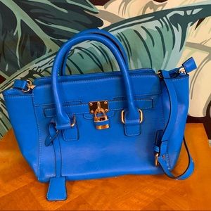 Blue faux leather bag